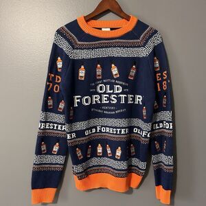 Ugly Christmas Sweater Old Forester Bourbon Mens Size M Embroidered Holiday